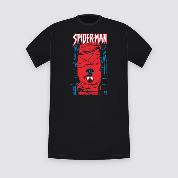 Marvel Spider-Man Upside-Down Web Poster Black T-Shirt