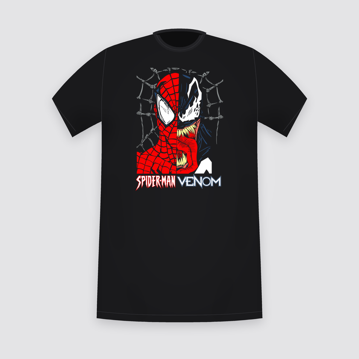 Marvel Spider-Man Venom Split Face Black T-Shirt