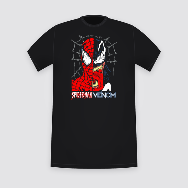 Marvel Spider-Man Venom Split Face Black T-Shirt