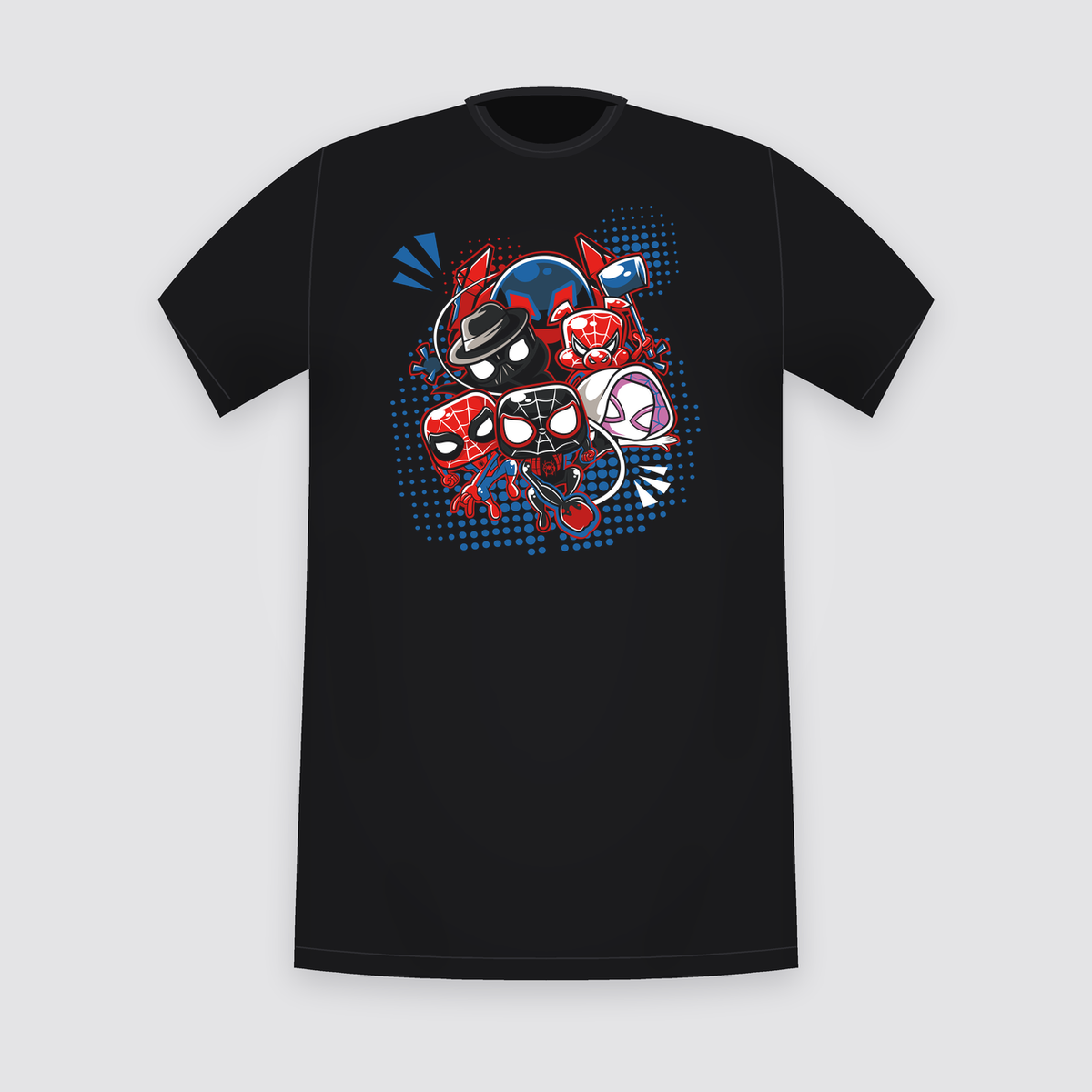 Marvel Spider-Verse Chibi Squad Black T-Shirt