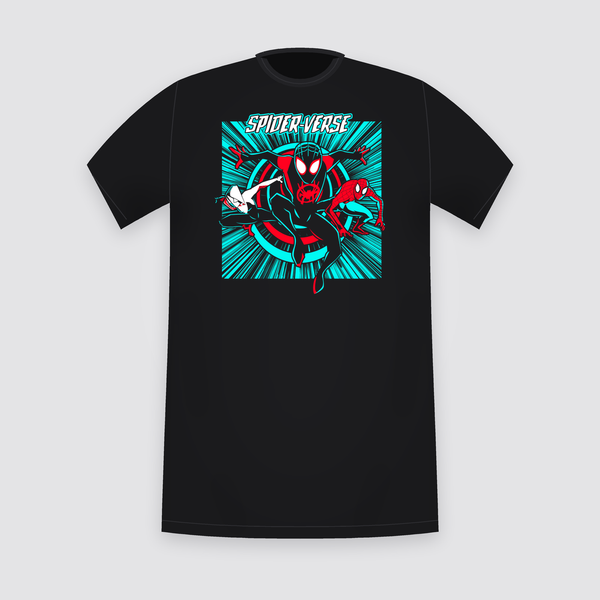 Marvel Spider-Verse Miles Morales Panel Black T-Shirt