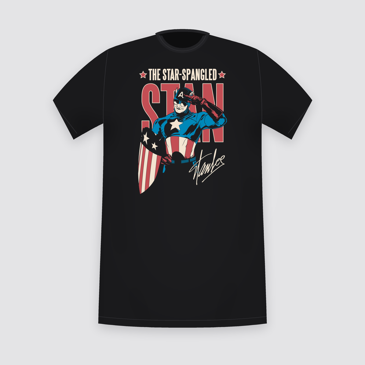 Marvel Stan Lee The Star-Spangled Stan Black T-Shirt
