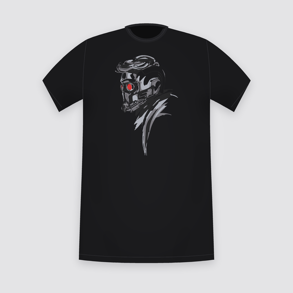 Marvel Star-Lord Helmet Line Art Black T-Shirt