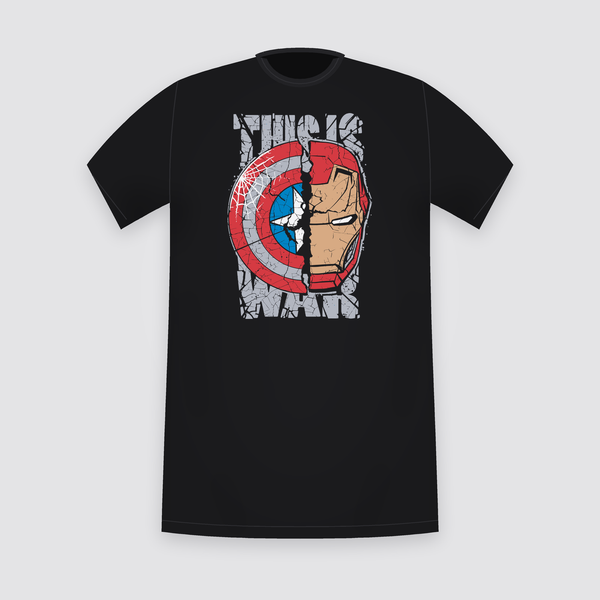 Marvel This Is War Captain America vs Iron Man Black T-Shirt