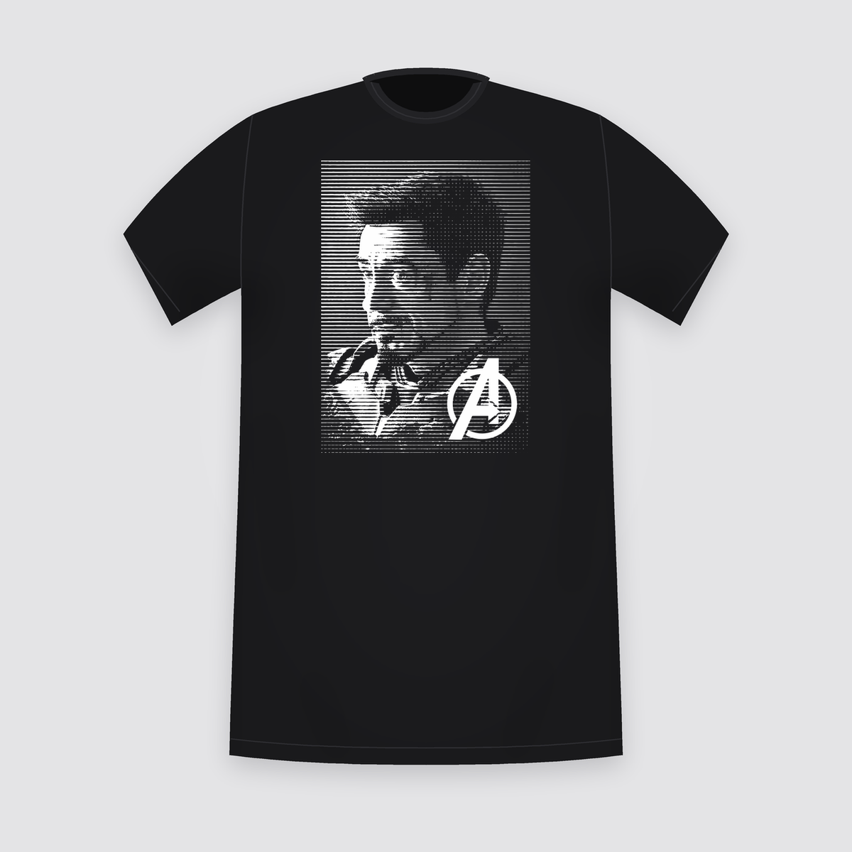 Marvel Tony Stark Halftone Avengers Black T-Shirt