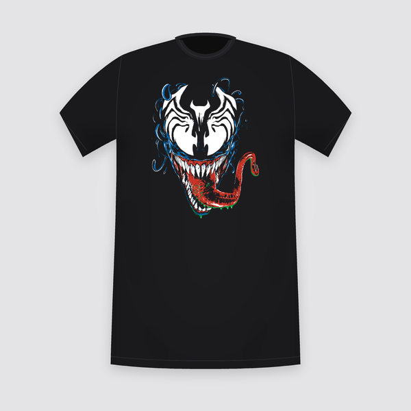 Marvel Venom Face and Tongue Black T-Shirt