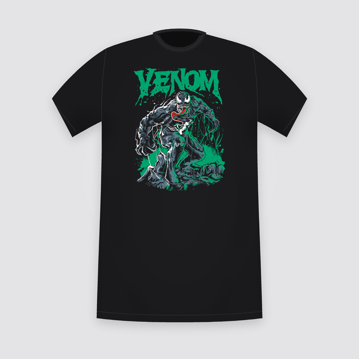 Marvel Venom Green Logo Battle Black T-Shirt