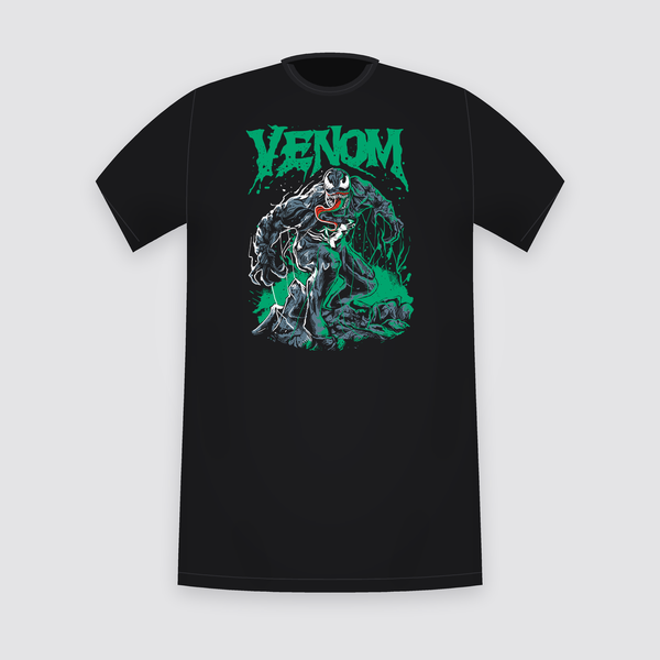 Marvel Venom Green Logo Battle Black T-Shirt