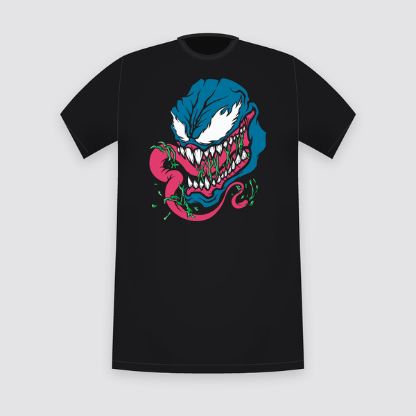 Marvel Venom Grinning Face Pop Colour Black T-Shirt