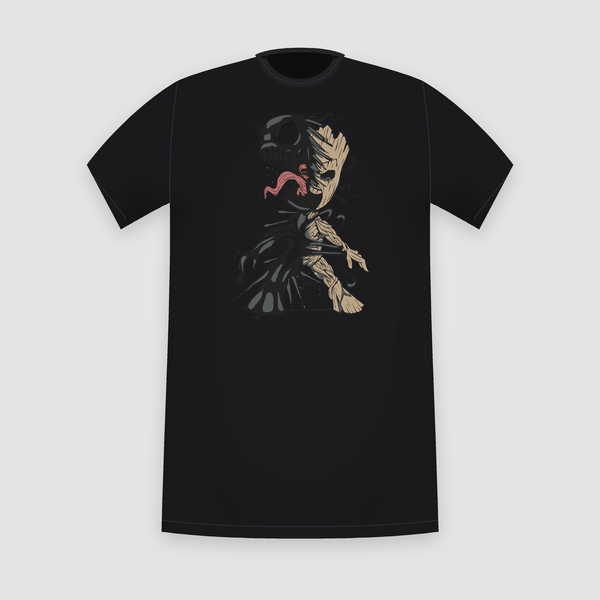 Marvel Venom Groot Split Face Black T-Shirt