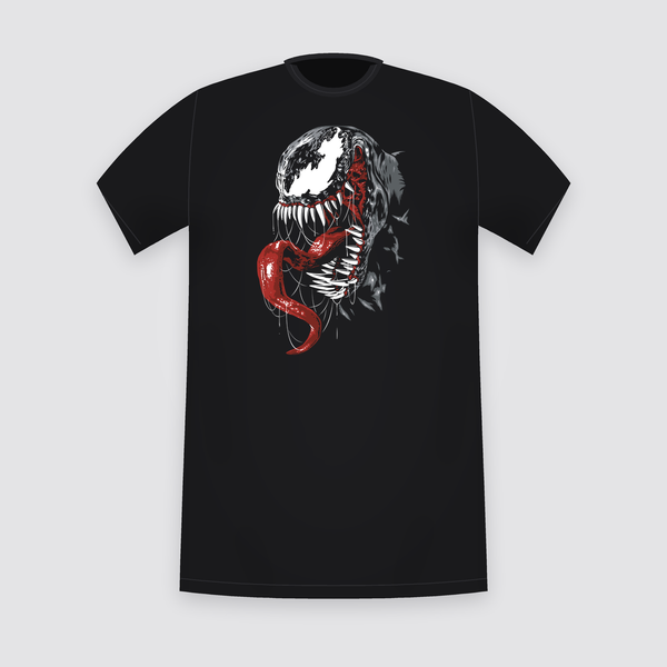 Marvel Venom Red Tongue Portrait Black T-Shirt