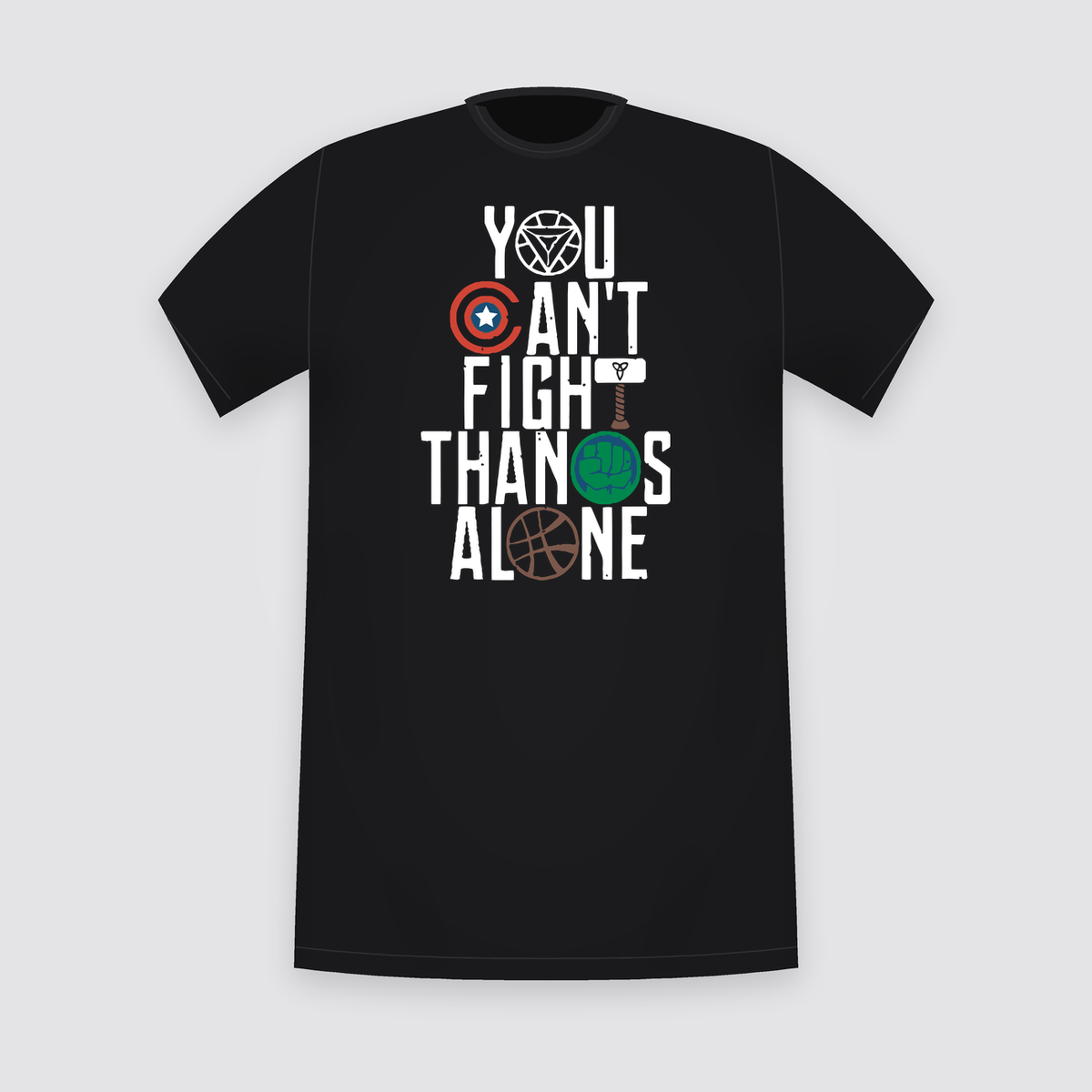 Marvel You Can't Fight Thanos Alone Black T-Shirt